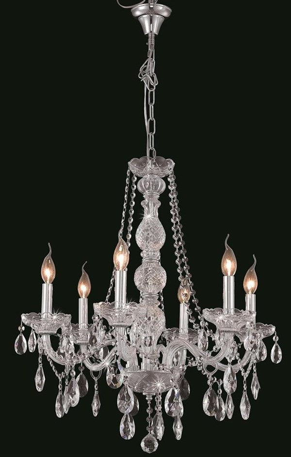 Elegant Verona Dining Room Light, Chrome Finish With Royal Cut Crystal