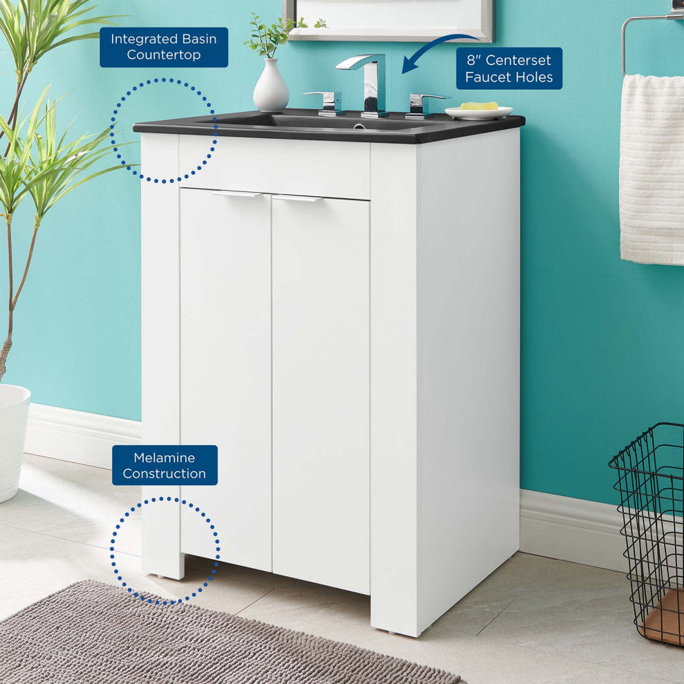 Maybelle 24" Bathroom Vanity White Black -5366