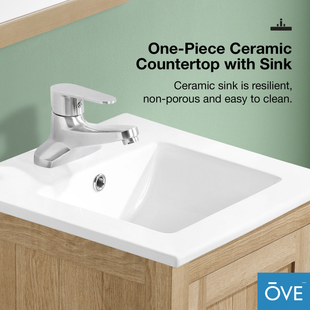 Ove Decors Kansas 18" Single Sink Vanity With Countertop, White, 18 in.