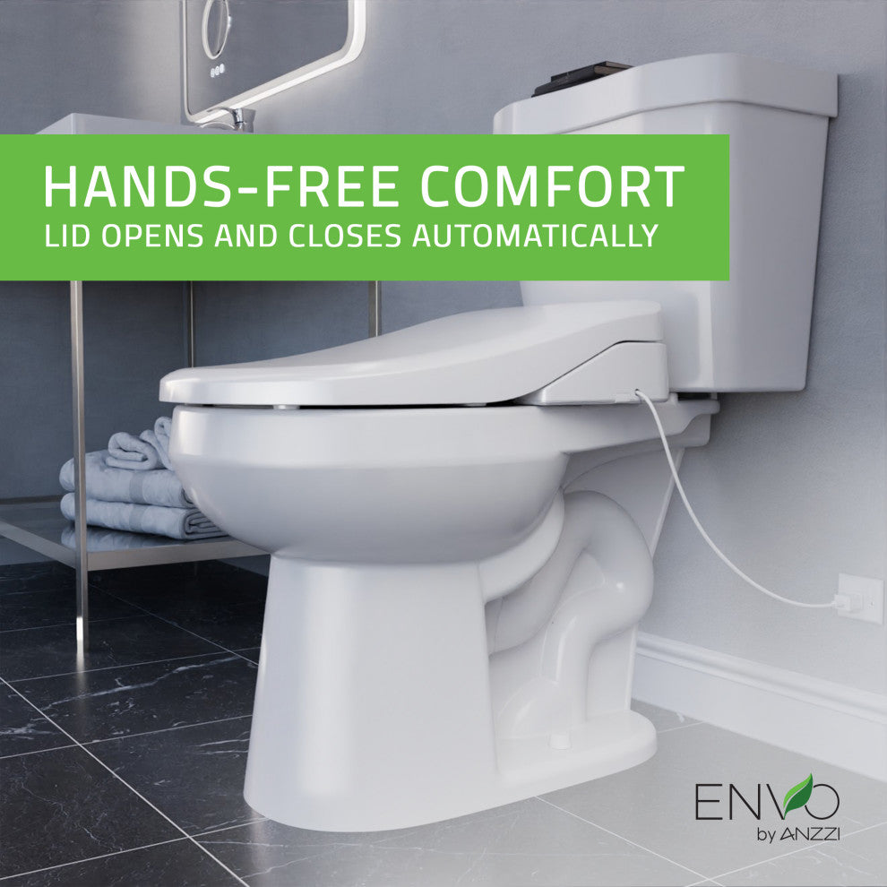 Electric Bidet Seat With Auto Lid, Heated, Self Cleaning, and Classic Remote