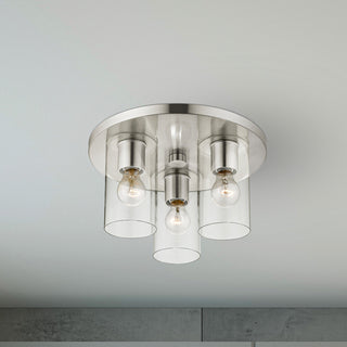 Livex Lighting Zurich 3 Light Brushed Nickel Large Flush Mount