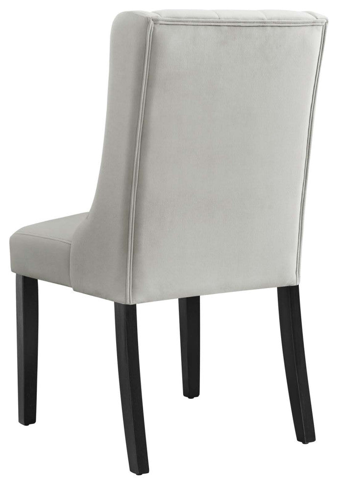 Side Dining Chair, Set of 2, Gray, Velvet, Modern, Cafe Bistro Hospitality