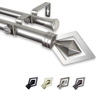 Lance 1" Double Curtain Rod, Satin Nickel, 120-170"