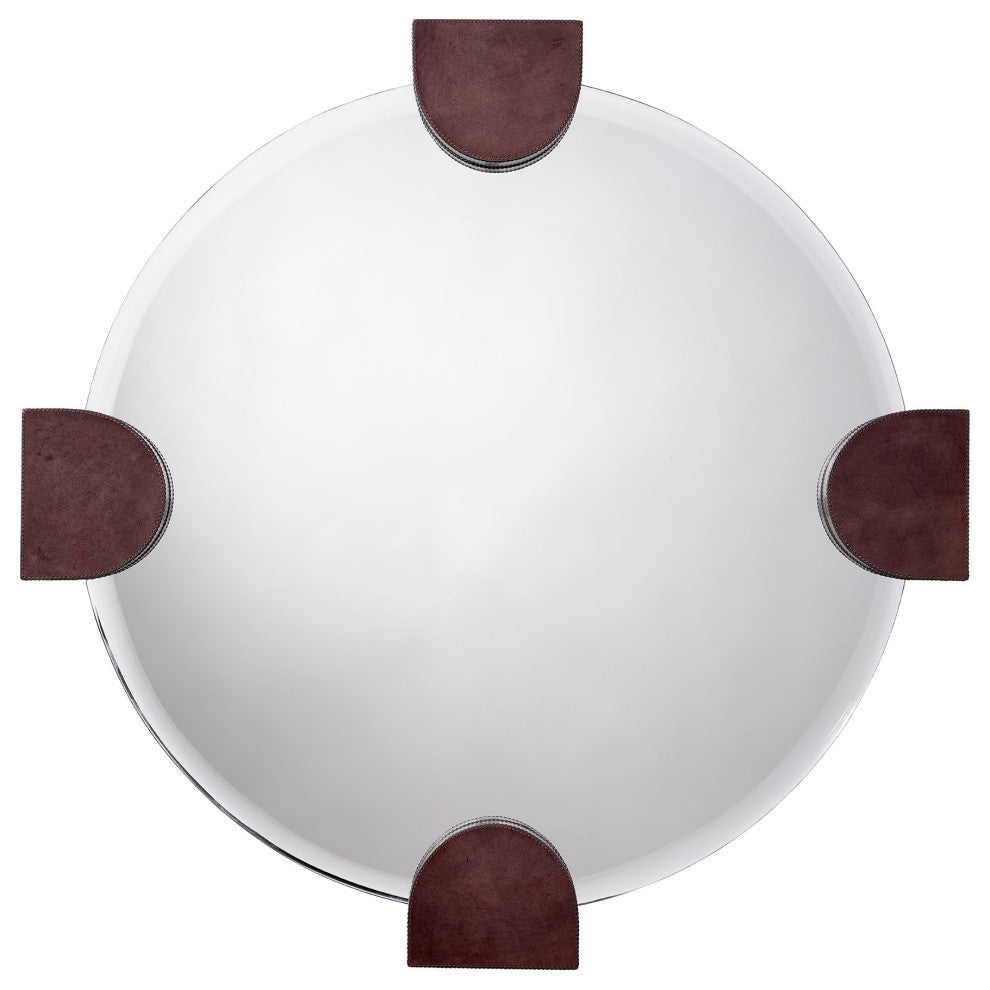 Quadrant Leather Round Wall Mirror