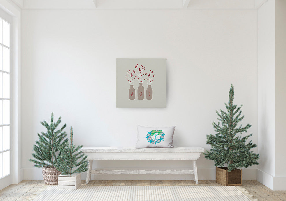 Seas and Greetings Wreath Accent Pillow, Turquoise, 14"x20"