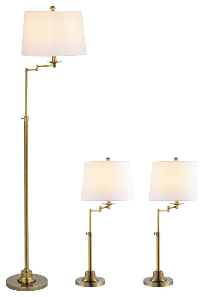 Safavieh Nadia Floor And Table Lamp Set of 3 Brass Gold