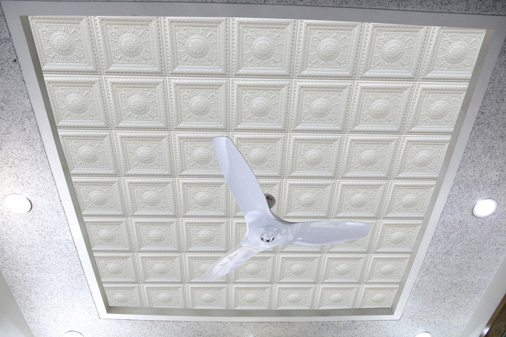 Pearl White 3D Ceiling Panels, 2'x2', 200 Sq Ft, Pack of 50