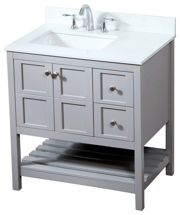Tobias 32" Single Bathroom Vanity, Gray, With Backsplash