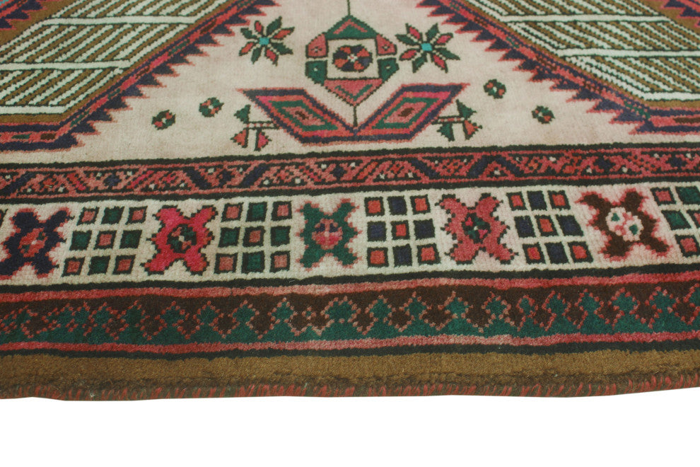 Fine Vintage Distressed Khurshid Beige/Rust Runner, 3'4x10'6