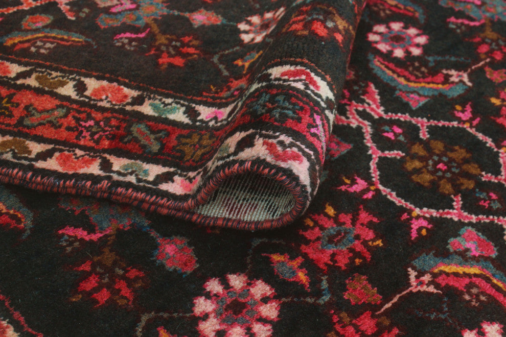 Fine Vintage Distressed Faramarz Charcoal/Red Runner, 3'8x10'0