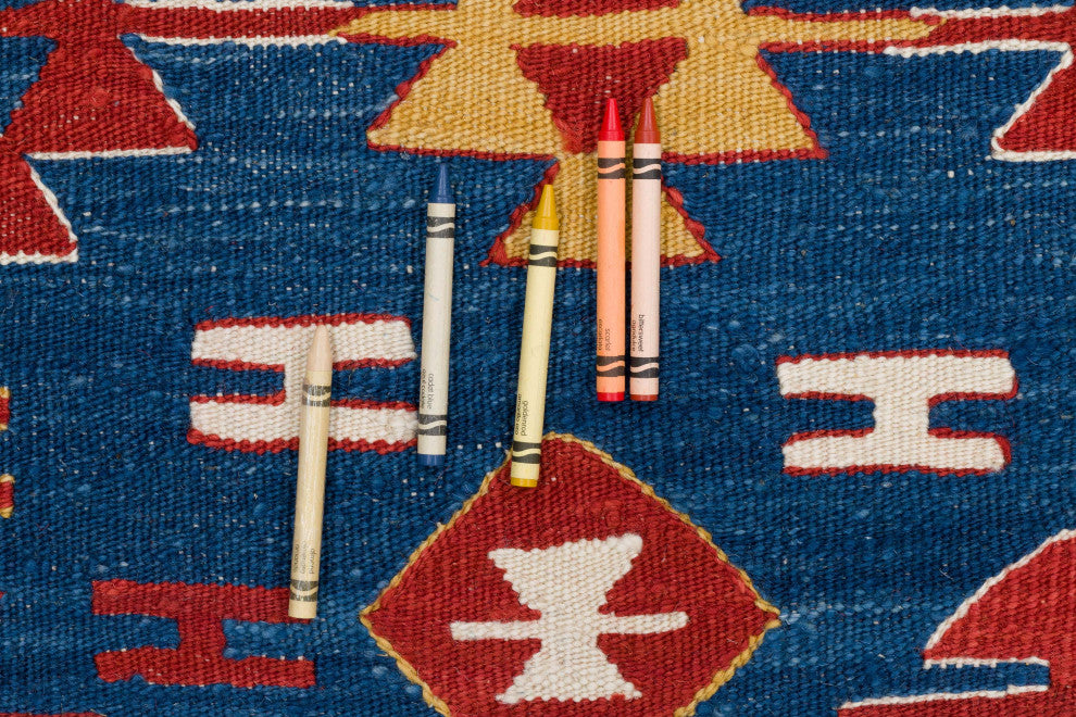 New Handwoven Turkish Kilim Rug 4' 6" x 5' 7", 54 in. x 67 in.