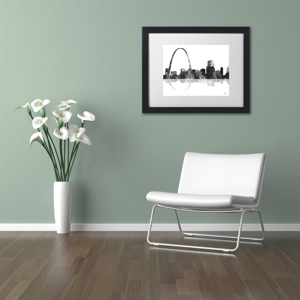 Watson 'Gateway Arch St Louis Skyline' Art, Black Frame, 16"x20", White Matte