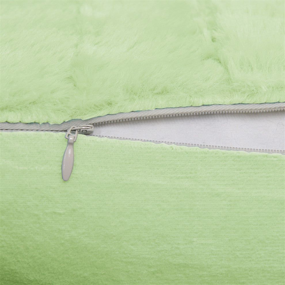 BOON Rabbit Jumbo Fur Throw and Pillow, 3-Piece Set, Nile Green