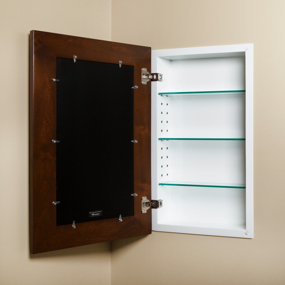 Concealed Picture Frame Medicine Cabinet, Caramel, 14"x24"