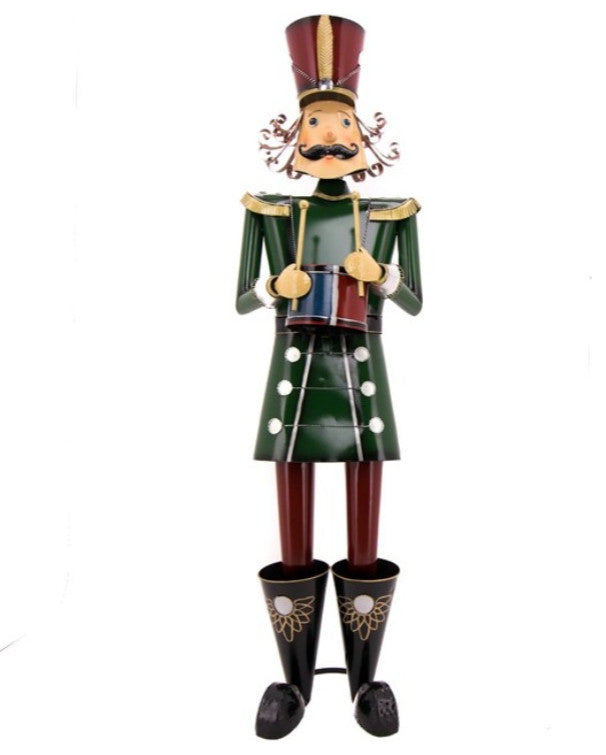 Iron Christmas Green Nutcracker Leo Holding Drum