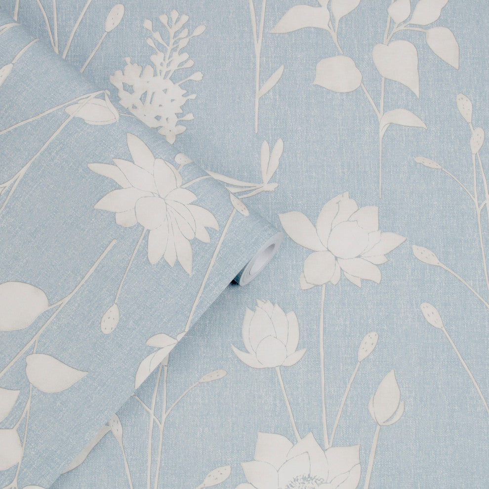 Laura Ashley Dragonfly Garden Wallpaper, Chalk Blue