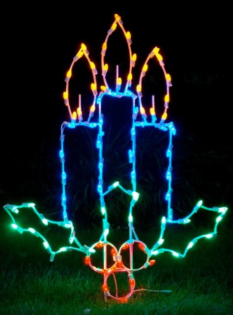 LED Candles With Holly Ground Mount