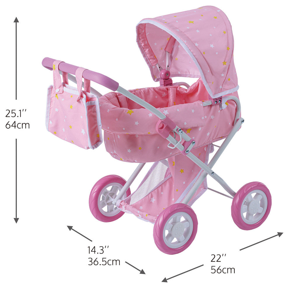 Twinkle Stars Baby Doll Deluxe Strollers Pink