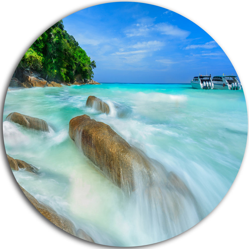 Tachai Island In Thailand Landscape, Photo Round Metal Wall Art, 23"