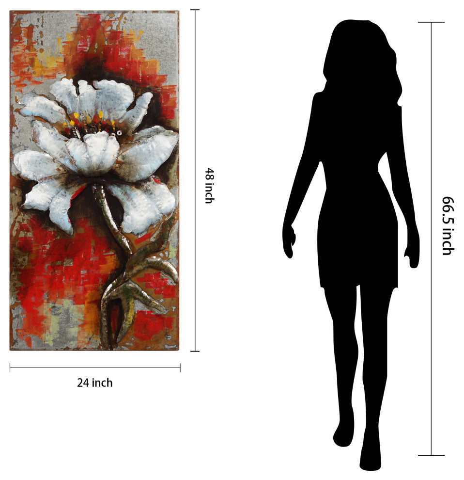 "Garden Rose" Mixed Media Iron Hand Painted Dimensional Wall Art Set of 2