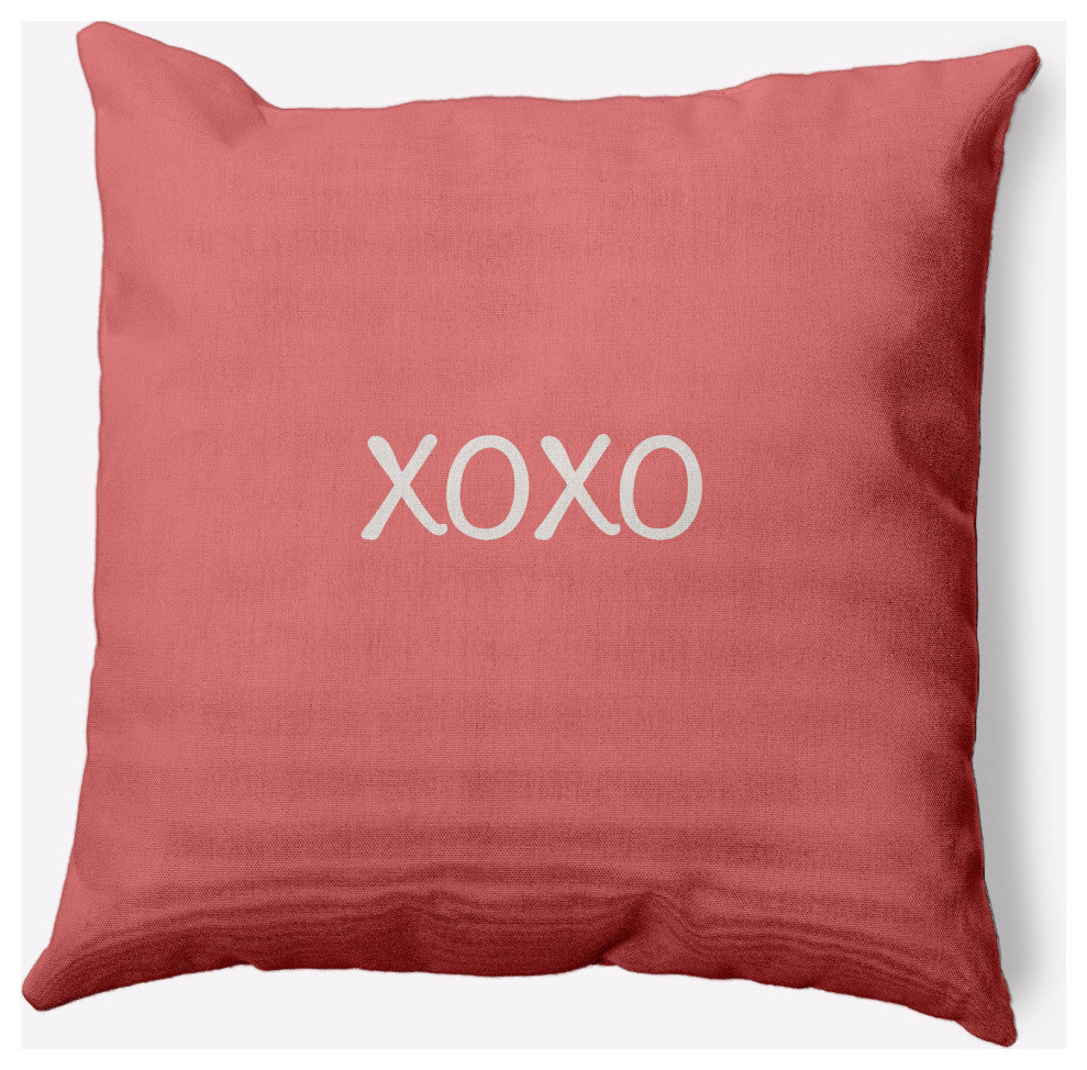 XOXO Valentines Decorative Throw Pillow, Coral, 16"x16"