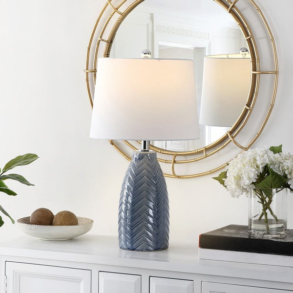 Safavieh Naji Glass Table Lamp Blue, Grey