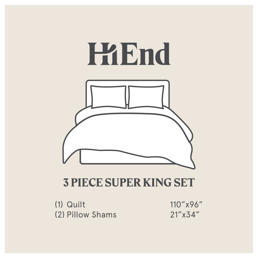 3-Piece HiEnd Accents Stella Faux Silk Velvet Quilt Set, Teal, King