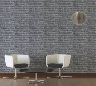 Faux Textured Wallpaper Stone Wall, 319442, Blue Gray, One Roll