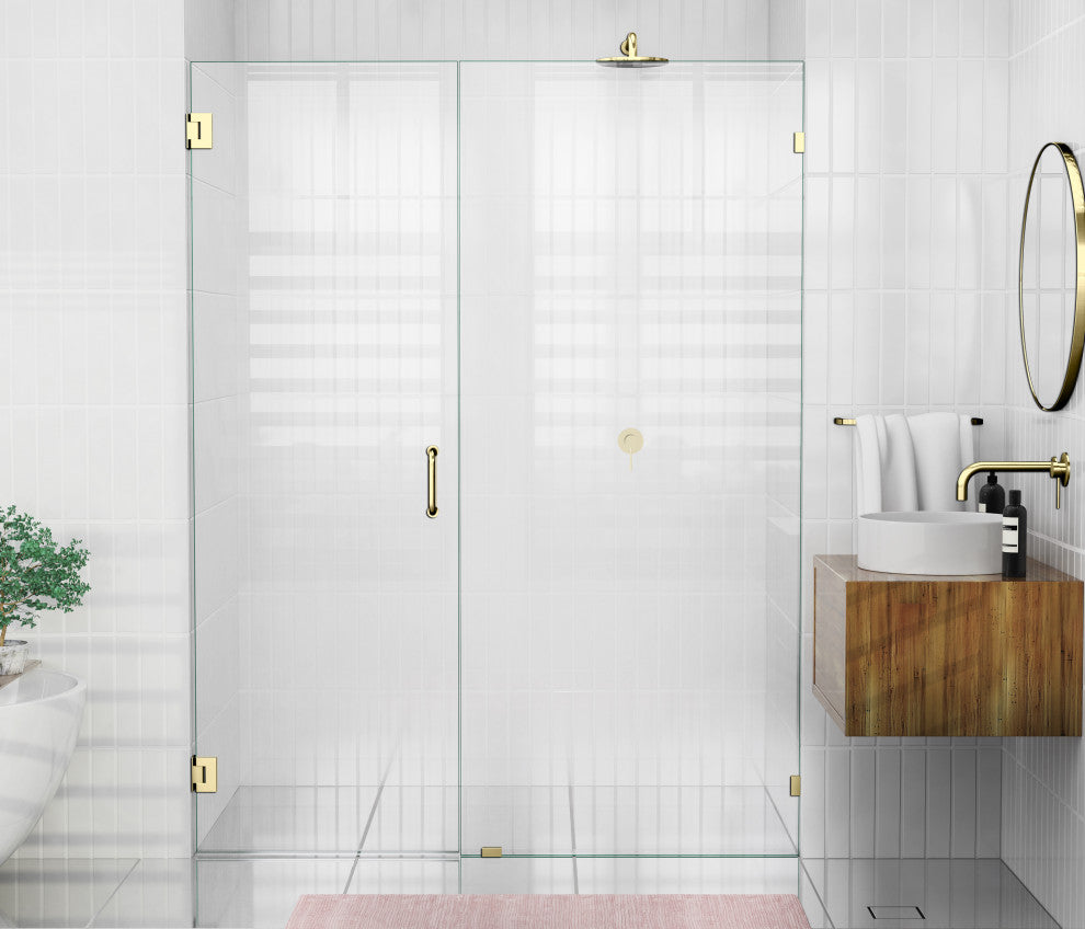 78"x64.75" Frameless Shower Door Wall Hinge, Polished Brass