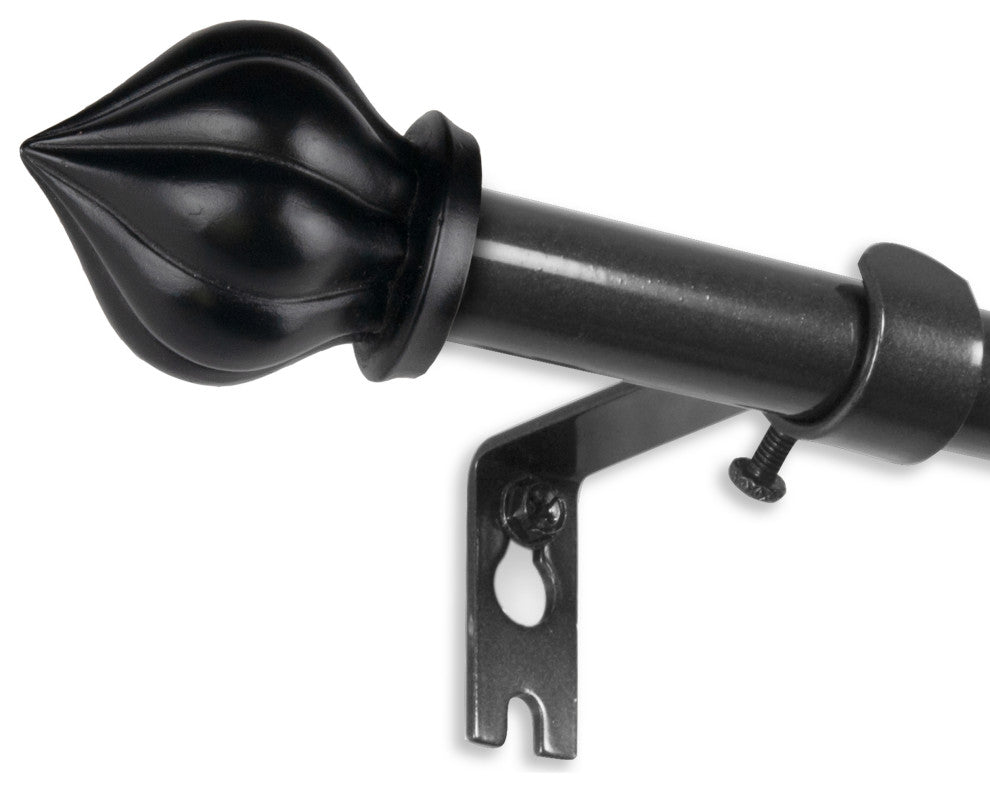 Meda 5/8" Curtain Rod, Black, 48-84"