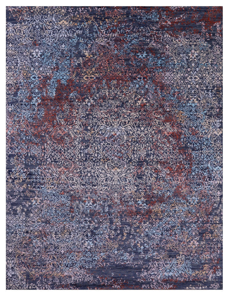Wool and Silk Hand-Knotted Modern Rug 9' 1" X 12' 0" Q9253