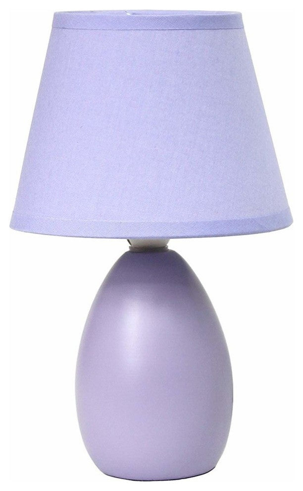Simple Designs Mini Egg Oval Ceramic Table Lamp, Purple
