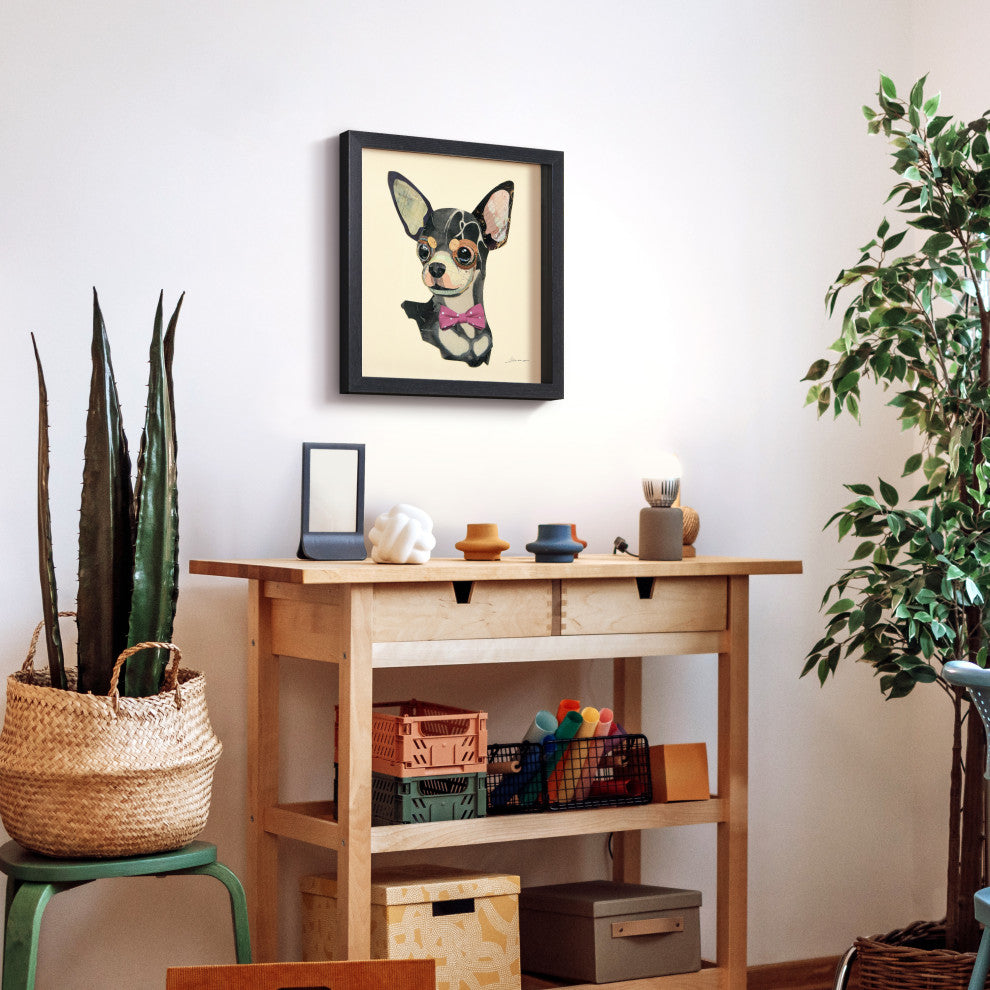 Chihuahua Dog Dimensional Handmade Collage Wall Art Framed Under Glass