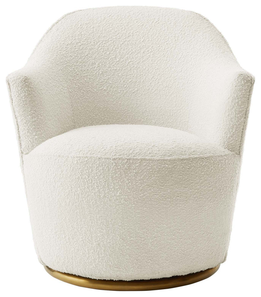 Armchair Swivel Accent Chair, White, Fabric, Modern, Lounge Hotel Hospitality