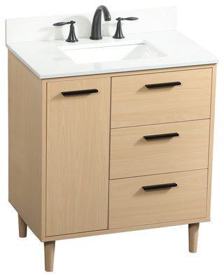 Home Living Modern Natural Oak-Light Bathroom Vanity, Maple, 30"