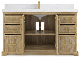 Alys Teak 60 Single Sink Bathroom Vanity Whitewashed 2" Empira Quartz