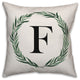 Watercolor Greenery Wreath Monogram - F 18x18 Spun Poly Pillow