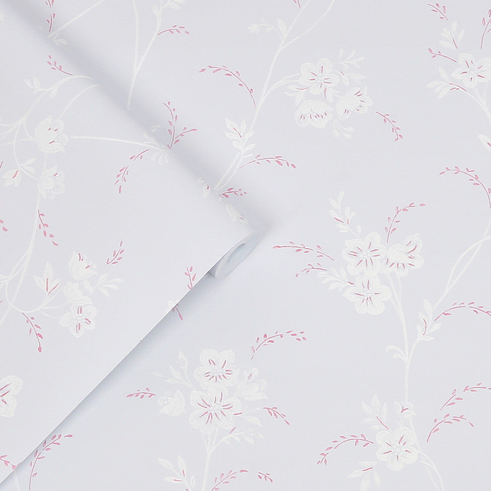 Laura Ashley Eva Floral Sugared Grey Wallpaper