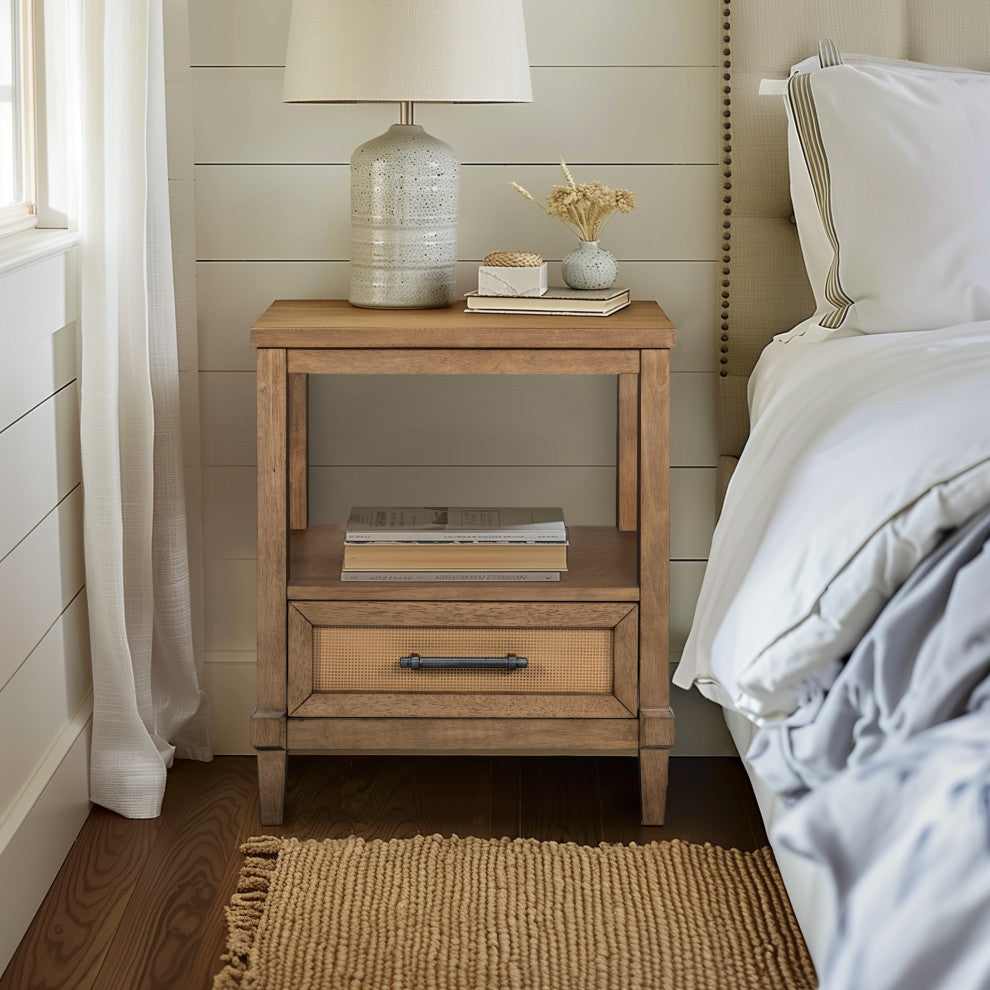 Martha Stewart Salina Accent Cabinet, Bed, Nightstand, Almond, Nightstand