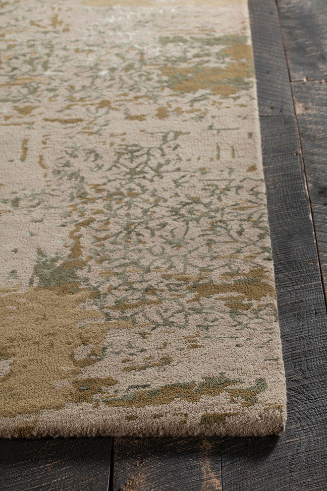 Rupec Contemporary Area Rug, Beige and Green, 5'x7'6"