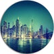 New York City Panorama Night Concept, Cityscape Disc Metal Artwork, 36"