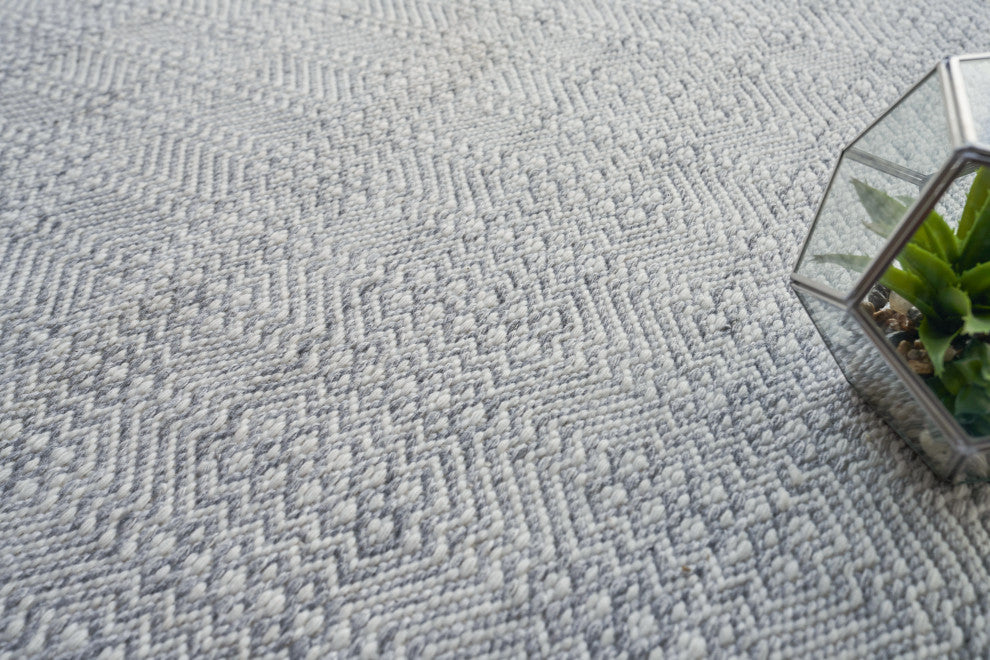 Echo Indoor/Outoor Flatwoven PET yarn Light Silver/Ivory Area Rug