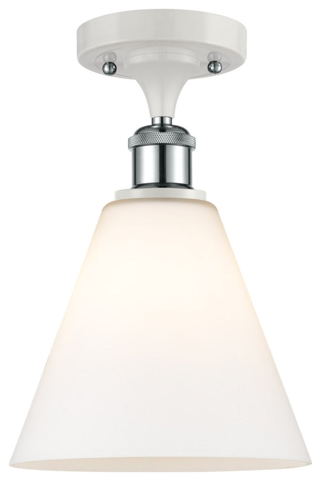 Innovations 516-1C-WPC-GBC-81 1 Light Semi-Flush Mount, White, Polished Chrome