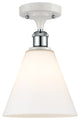 Innovations 516-1C-WPC-GBC-81 1 Light Semi-Flush Mount, White, Polished Chrome