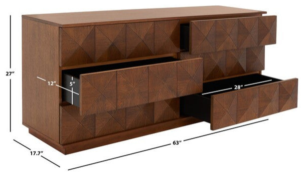 Safavieh Couture Patty 6 Drawer Dresser, Walnut