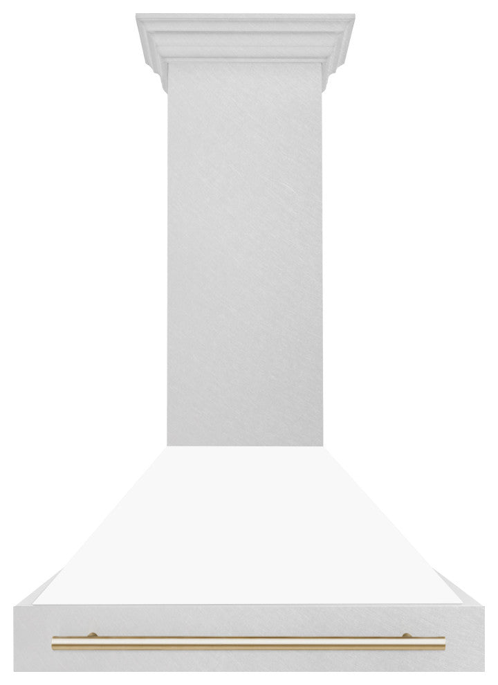 ZLINE 36 In. Wall Mount Hood, DuraSnow With White Matte Shell, 8654SNZ-WM36-G