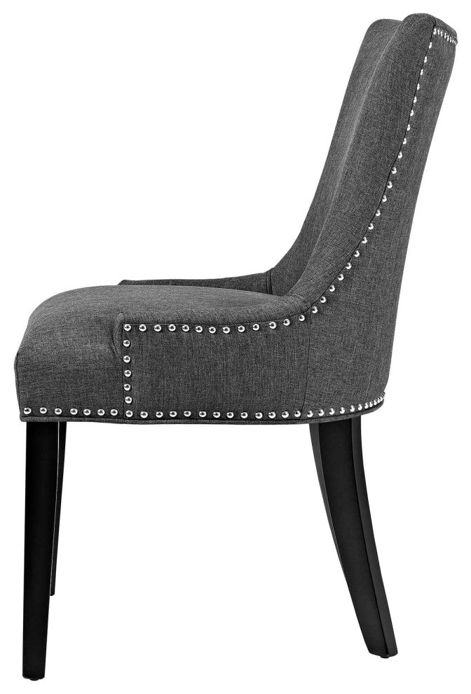 Side Dining Chair, Set of 2, Fabric, Wood, Gray, Modern, Bistro Restaurant