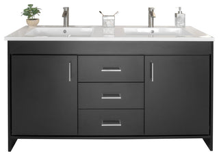 Olivia 60" Double Sink Freestanding Bathroom Vanity Set, Matte Black