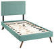 Modway Jessamine Twin Fabric Platform Bed With Round Splayed Legs, Laguna
