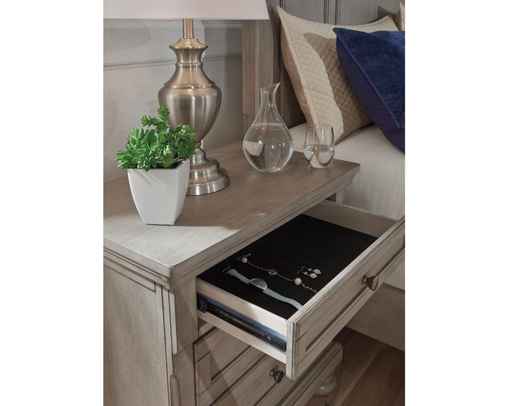 Lettner Light Gray Two Drawer Nightstand